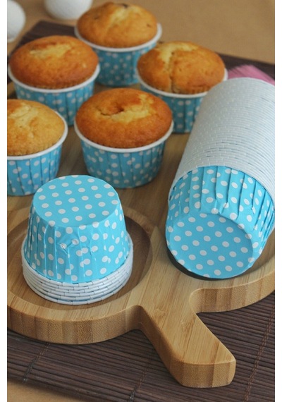 100 Adet Mavi Büyük Boy Pet Kapsül Cupcake Muffin Kek Vb. Kalıbı
