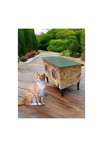 Kedi Evi Kedi Yuvası Üst Kapak Açılır İki Bölmeli Isı Ve Su Yalıtımlı 60x40x40xm