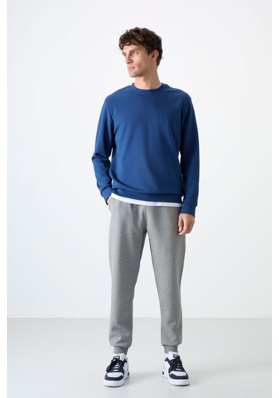 Tommy Life Parlament Basic O Yaka Rahat Form Erkek Sweatshirt - 88053 Parlament Mavi