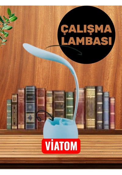 Kalemlikli Led Masa Lambası Siyah Şarjlı Led Masa Lambası Çok Renkli