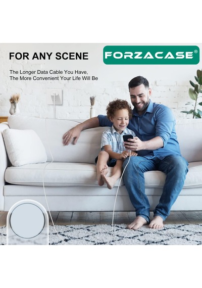 Forzacase Apple Uyumlu iPhone Lightning Usb Şarj Ve Data Kablosu 3a 5 Metre Beyaz - Fc1172 1 Adet