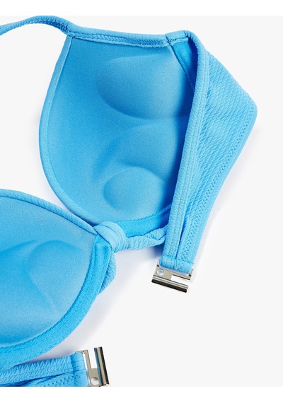 Koton Kalp Yaka Dokulu Fiyonklu Push-up Bikini Üstü Mavi 6sak10068mm