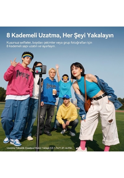 Ulanzi Tt91 Otomatik Açılır 1/4 İnç Bağlantılı Uzatma Çubuğu - T192 Siyah