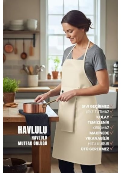 Su Geçirmez Havlulu Mutfak Önlüğü Düğmeli Çıkarılabilir Havlu Tasarımı İle Pratik Kullanım, Su İtici K Diğer