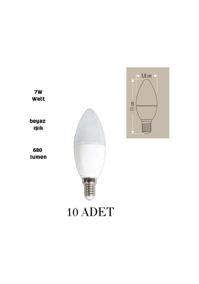 Ct-4079 Led Buji Ampul 7w Beyaz Işık E14 Duy - 10 Lu Paket