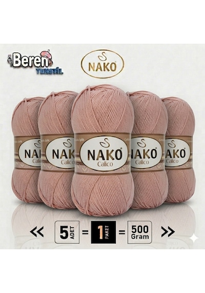 Calico- 11220 Pudra- 5'li Paket - 100gr/240m - El Örgü İpi - Amigurimi-hırka- Kazak- Şal-bebek İpi