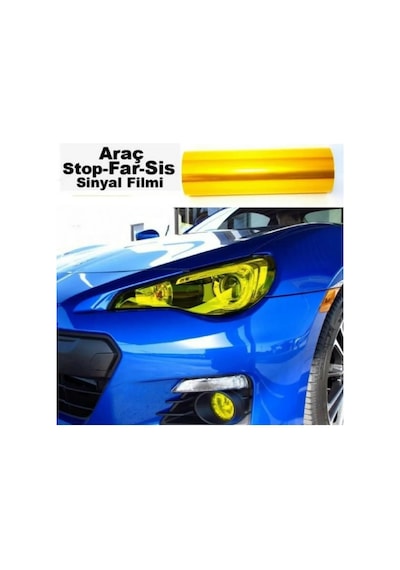 Sarı Stop Far Filmi Folyosu, 100 Cm X 30 Cm, Kaplama Şeffaf Dayanıklı
