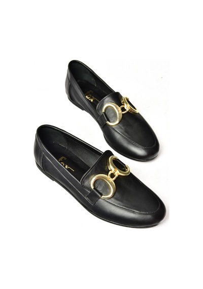 Fox Shoes S291070303 Siyah Hakiki Deri Kadın Babet Siyah