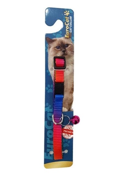 Eurocat Gökkuşağı Renkli Çıngıraklı Kedi Boyun Tasması 10 Mm 28 Cm