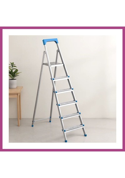 Gees Global 5+1 Basamaklı Metal Merdiven 125 Cm - 120 Kg Kapasiteli Gbzs