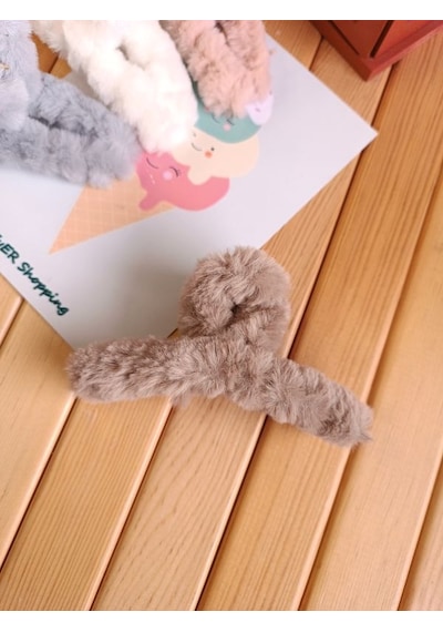 Peluş Tüylü Mandal Toka - kahverengi Çok Renkli