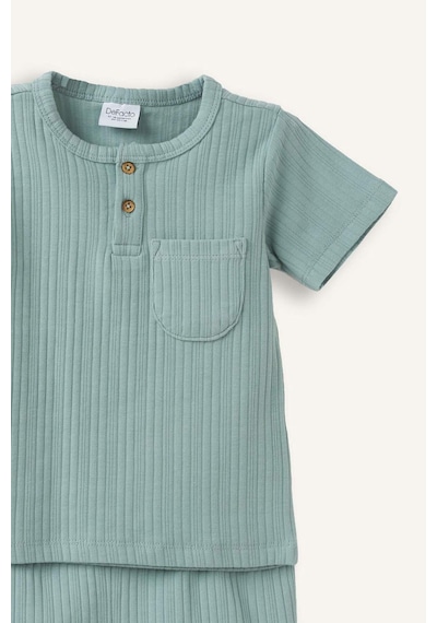 Defacto Kısa Kollu Üst Şort Alt 2li Pijama Takımı Erkek Bebek H5378a526hsgn1109 Yeşil-gn1109