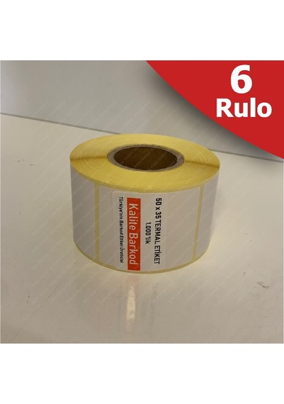 50X35 Termal Etiket 6 Rulo Barkod Etiket Kalite Barkod