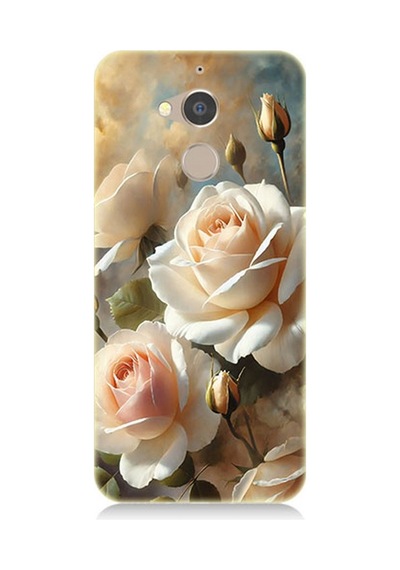 General Mobile Gm8 Uyumlu Krem Beyaz Güllerin Sessizliği Desenli Silikon Kılıf Çok Renkli