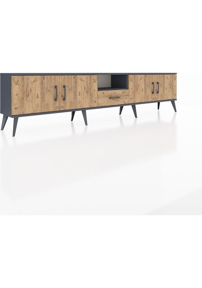 Arges Tv Ünitesi 3 Raflı Tek Çekmeceli 4 Kapaklı 220x30x51 Antrasit-çam Atlas Çam/atlas Çam - Antrasıt Arges Tv Ünitesi 3 Raflı Tek Çekmeceli 4 Kapaklı 220x30x51 Antrasit-çam Atlas Çam/atlas Çam - Antrasıt