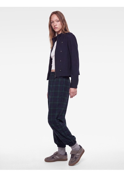 Koton Normal Bel Regular Fit Cepli Ekoseli Beli Lastikli Jogger Pantolon Lacivert Ekose 7wal40029ıw
