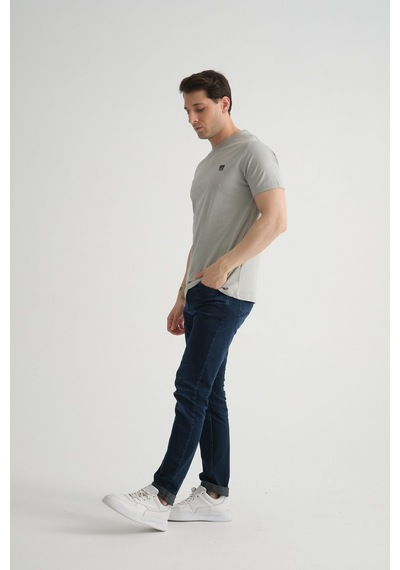Shooter Sportwear Shooter Erkek Pamuklu Esnek T-shirt Standart Kalıp Minimal Logolu Gri
