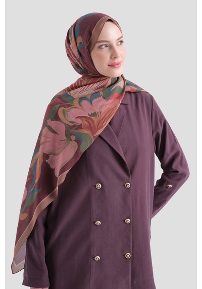 Armine Elegance Pamuk - İpek Şal As559 Kahve-bordo