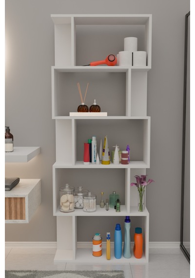Scala 5 Raflı Banyo Dolabı Banyo Rafı Çok Amaçlı Dolap-beyaz Beyaz