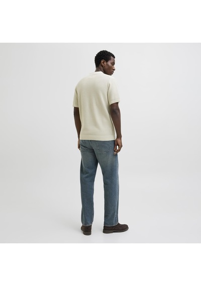 Jack & Jones Erkek Regular Fit Split Yaka Triko Tisört - Heaston - 12294733 Whitecap Gray