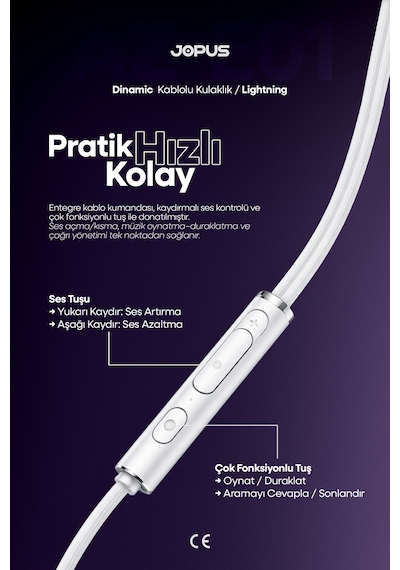 Jopus İphone 11-12-13-14 Serileri & İpad Uyumlu Tak Çalıştır Kulaklık 4 Hoparlörlü, Mikrofonlu Az-e01 Diğer