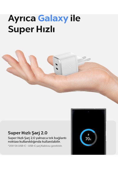 Spigen Arcstation Pro Gan 452 45w 2 Port Usb-c Güç Adaptörü Sierra Blue Ach05156