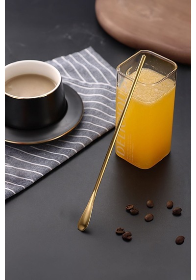 304 Çelik 6 Adet 19 Cm Kokteyl Barmen Latte Kaşığı Cin758sr-6