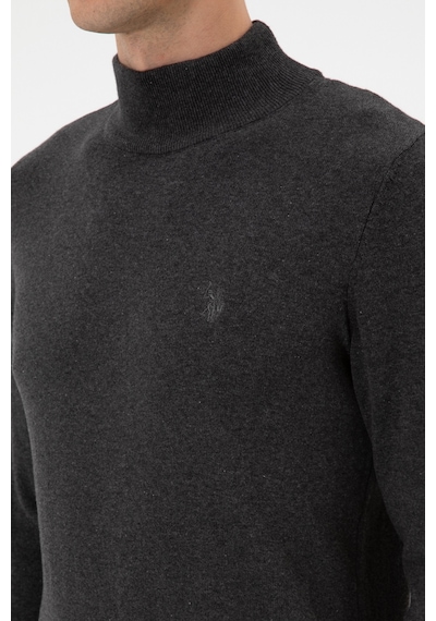 U.S. Polo Assn. Erkek Slim Fit Boğazlı Antrasit Melanj Basic Kazak 50313712-VR081
