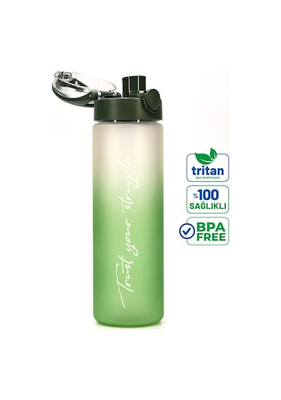Su Matarası Tritan Geniş Ağız Su Şişesi Gradient Type Spor Matarası Suluğu Bpasız 630 Ml Yeşil 0111