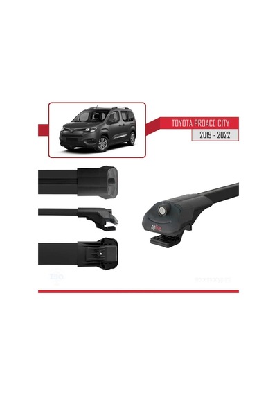 Toyota Proace City 2019-2024 Arası Ile Uyumlu Ace-1 Ara Atkı Tavan Barı Siyah