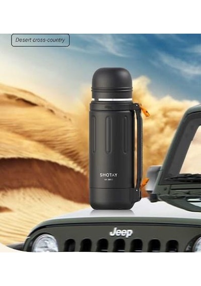 Shotay Durable Çelik Termos Matara 1500ml Siyah