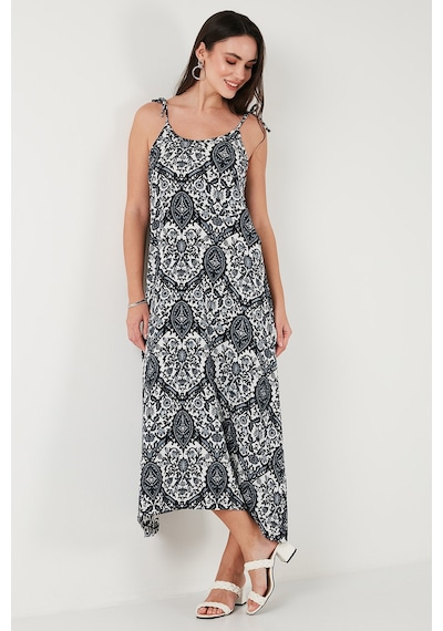 Lela Regular Fit Ip Askılı Uzun Bayan Elbise 5865732 Siyah-Siyah