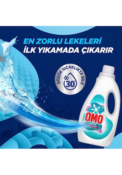 Omo Active Cold Power Beyazlar Ve Renkliler Için Sıvı Deterjan 1500 Ml X 2