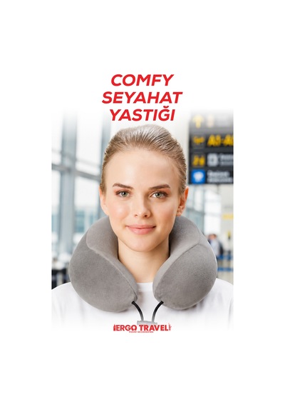 Viscofoam Comfy Ortopedik Seyahat Yastığı Visco Boyun Destekli Seyahat Yastığı - Gri | Ergo Travel