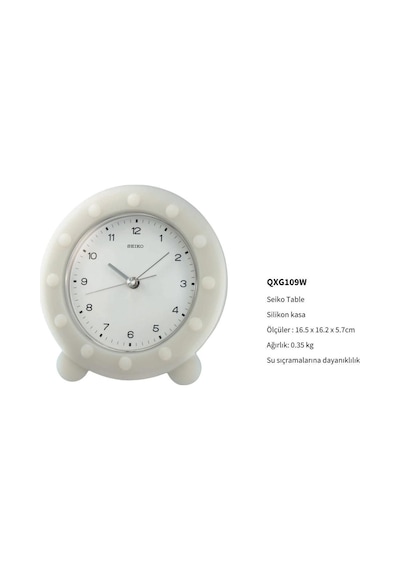 Seiko Qxg109w Silikon Kasa Su Sıçramalarına Dayanıklı Masa Saati