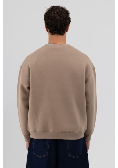 Vamos Basic Bisiklet Yaka Oversize Sweatshirt Vizon