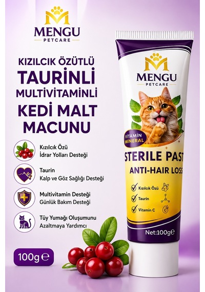 Tüy Dökülme Engelleyici, Tüy Yumağı Ve Kusma Önleyici Multivitamin Kedi Malt Macun 100 Gr