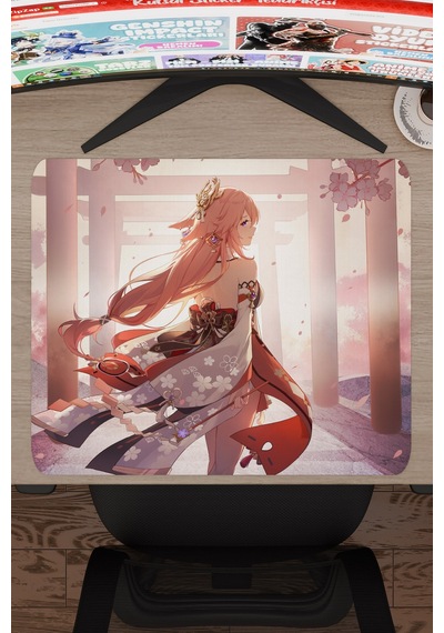 Yae Miko Genshin Impact Anime Gacha V2 - 48x40 Xl Gaming Mouse Pad Fare Altlığı