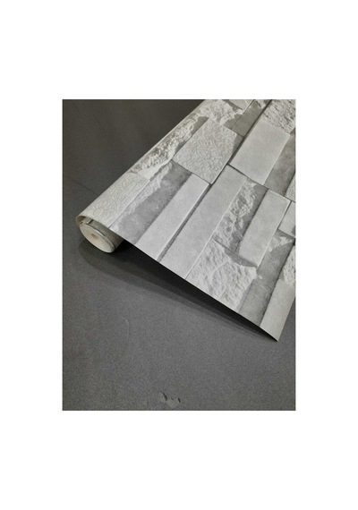 Taş Desenli 3boyutlu Duvar Kağıdı 5m2 Buz Gri