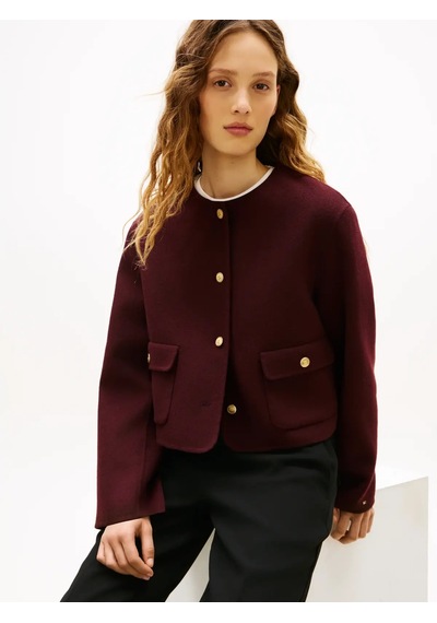 Tommy Hilfiger Df Wool Blend Reg La, Xıh Bordo Kadın Ceket