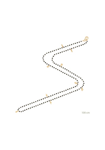 Siyah Boncuklu Altın Kaplamalı Rosary Gümüş Kolye Gold - Rose Gold - Gümüş