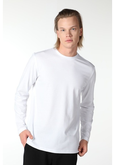 Defys Erkek Bisiklet Yaka Uzun Kollu Regular Fit Basic Tişört Beyaz - 499080070 Beyaz