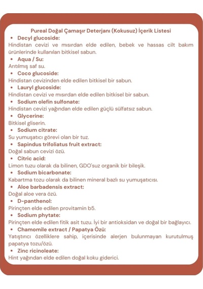 Pureal Doğal Çamaşır Deterjanı - 60 Yıkama 1 Kg