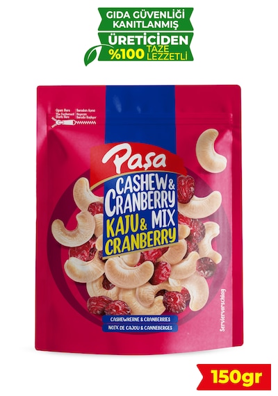 Paşa Kuruyemiş Çiğ Kaju & Cranberry Mix 150 G