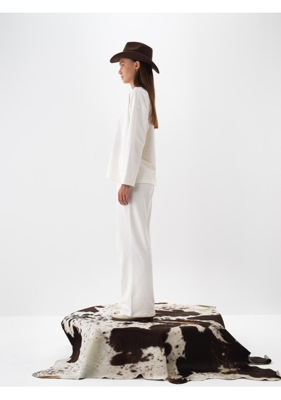 Xint Ekru Pamuk Dokulu Oversize Sweat Pantolon 470456