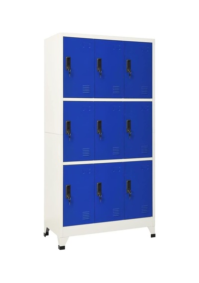Tr Çelik Kilitli Dolap, 9 Kapılı, Gri Ve Mavi, 90 X 45 X 180 Cm, Okullar, Ofisler, Oturma Odaları Ve Koridorlar İçi Genel