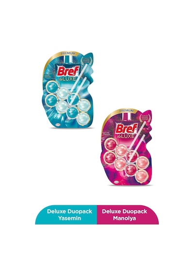 Bref WC Deluxe Duopack Katı Tuvalet Bloğu Yasemin + Manolya 2 x 2'li Paket