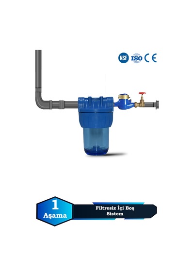 Sumarkt Atlantis Daire Bina Girişi 5 İnch 1 Aşama Su Arıtma Yumuşatma Cihazı İçi Boş, Filtresiz Set