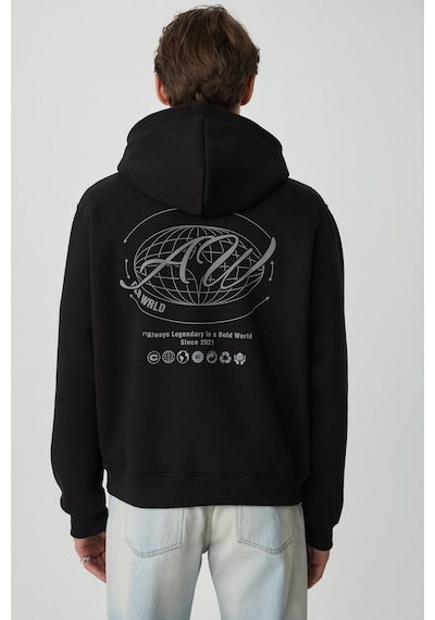 Grımelange Grımelange Legandary Erkek Yumuşacık Siyah Sweatshirt Siyah