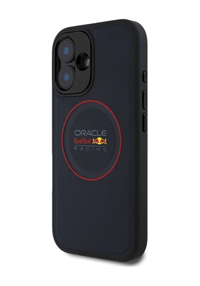 Apple Uyumlu iPhone 16 Plus Kılıf Redbull Lisanslı Magsafe Kırmızı Halka Ve Logolu Pu Deri Kapak Lacivert